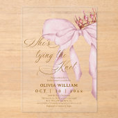 Blushing Bow She's Tying The Knot Bridal Shower アクリル招待状 (正面)