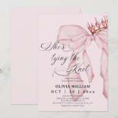 Blushing Bow She's Tying The Knot Bridal Shower 招待状 (正面/裏面)