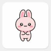 Blushing Bunny – Cute Kawaii Illustration スクエアシール (正面)