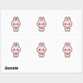 Blushing Bunny – Cute Kawaii Illustration スクエアシール (シート)