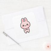 Blushing Bunny – Cute Kawaii Illustration スクエアシール (封筒)