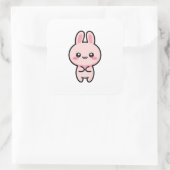 Blushing Bunny – Cute Kawaii Illustration スクエアシール (バッグ)