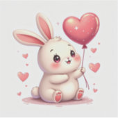 Blushing Bunny with Heart Balloon – Pastel Kawaii  シール (正面)