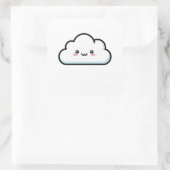 Blushing Cloud – Cute Kawaii Illustration スクエアシール (バッグ)