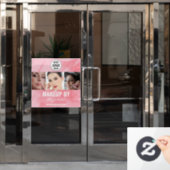 Blushing Coral Pink Makeup Studio Photo Logo ウィンドウサイン (オフィスドア)