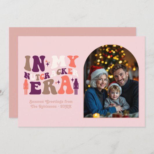 Blushing Holiday My Nutcracker Era Christmas Photo シーズンカード (正面/裏面)