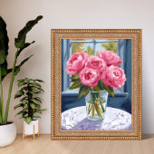 Blushing Peony Bouquet | Pink Flower Painting ポスター