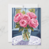 Blushing Peony Bouquet | Pink Flower Painting Card (正面)