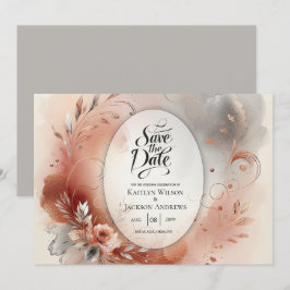 Blushing Petals and Silver Swirls Wedding セーブザデート