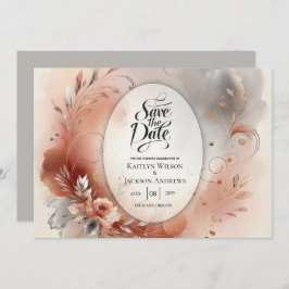 Blushing Petals and Silver Swirls Wedding セーブザデート