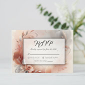 Blushing Petals and Silver Swirls Wedding 出欠カード (スタンド正面)