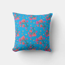 Blushing Petals Floral Throw Pillow クッション