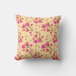 Blushing Petals Floral Throw Pillow クッション
