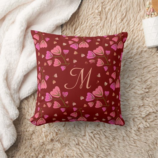 Blushing Petals Floral Throw Pillow クッション (ブランケット)