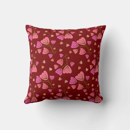 Blushing Petals Floral Throw Pillow クッション (裏面)