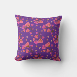 Blushing Petals Floral Throw Pillow クッション