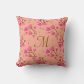 Blushing Petals Floral Throw Pillow クッション (正面)