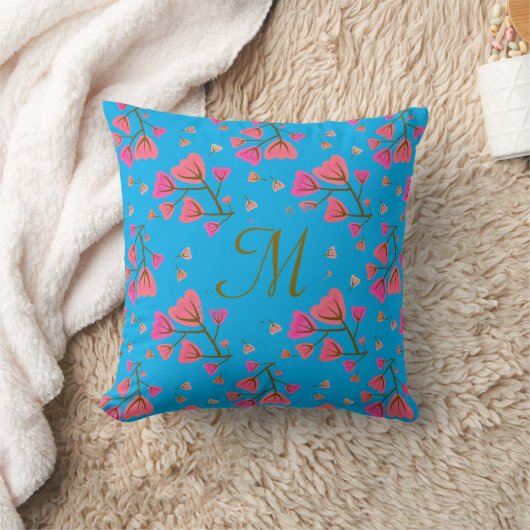 Blushing Petals Floral Throw Pillow クッション (ブランケット)