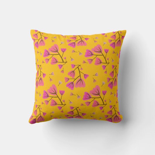 Blushing Petals Floral Throw Pillow クッション (裏面)