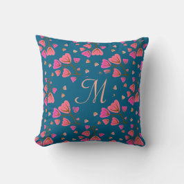Blushing Petals Floral Throw Pillow クッション