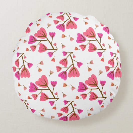 Blushing Petals Round Accent Pillow ラウンドクッション (正面)