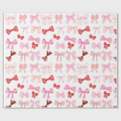 Blushing Pink and Red Bows Wrapping Paper ラッピングペーパー (フラット)