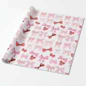 Blushing Pink and Red Bows Wrapping Paper ラッピングペーパー (アンロールド)