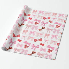 Blushing Pink and Red Bows Wrapping Paper ラッピングペーパー