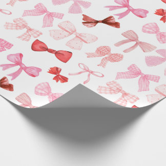 Blushing Pink and Red Bows Wrapping Paper ラッピングペーパー