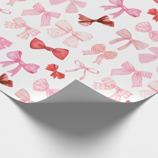 Blushing Pink and Red Bows Wrapping Paper ラッピングペーパー (角)