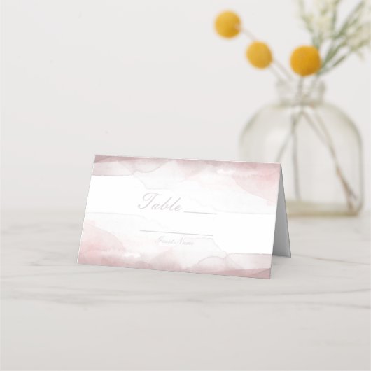 Blushing Pink Watercolor Table Number Seating プレイスカード (正面)