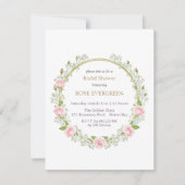 Blushing Romance: Pink Roses and Baby’s Breathe 招待状 (正面)