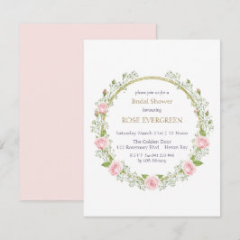 Blushing Romance: Pink Roses and Baby’s Breathe 招待状