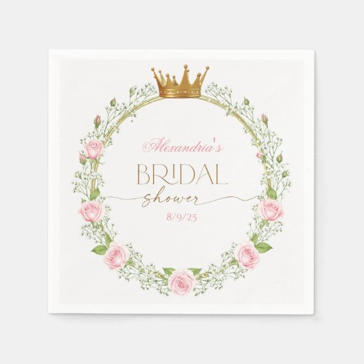 Blushing Romance: Pink Roses & Baby’s Breathe スタンダードカクテルナプキン (正面)