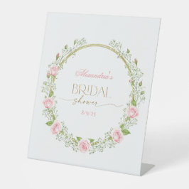 Blushing Romance: Pink Roses & Baby’s Breathe 台座サイン