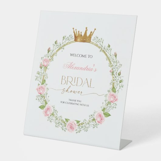 Blushing Romance: Pink Roses & Baby’s Breathe 台座サイン (正面)