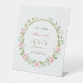 Blushing Romance: Pink Roses & Baby’s Breathe 台座サイン