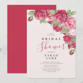 Blushing Rose Elegance Bridal Shower Invitation 招待状 (正面/裏面)