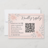 Blushing Vows QR Code Wedding RSVP Card (正面)