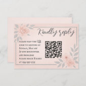 Blushing Vows QR Code Wedding RSVP Card (正面/裏面)
