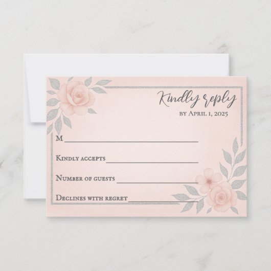 Blushing Vows Traditional Wedding RSVP Card (正面)