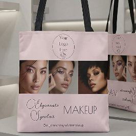 BlushPink Script Logo Photo Makeup Studio トートバッグ