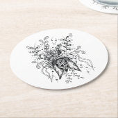Blüte handgezeichnet, Zen Art - ラウンドペーパーコースター (アングル)