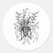Blüte Zen Artwork, monochrom - ラウンドシール (正面)