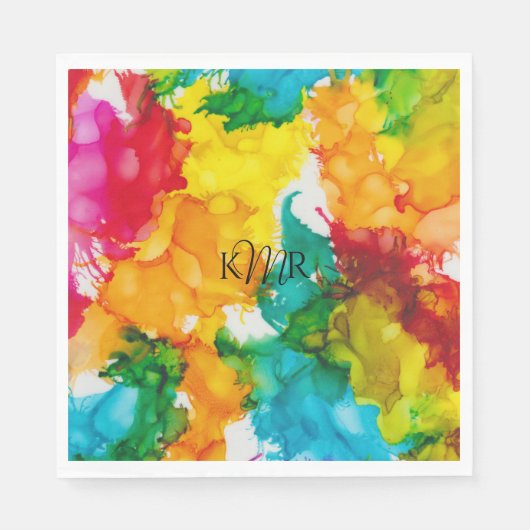 BMこうもりまたはバー(ユダヤ教の)バル・ミツバーAスプラッシュ・オブ・カラー・ナプキン スタンダードランチョンナプキン (正面)