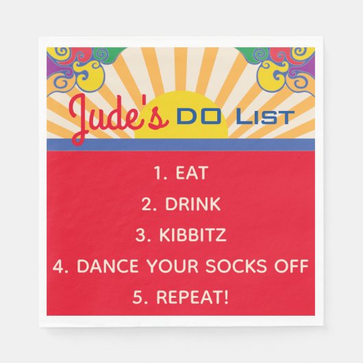 BMこうもりバー(ユダヤ教の)バル・ミツバーヒッピーをテーマにしたナプキン スタンダードランチョンナプキン (正面)