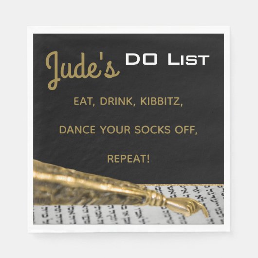 BMこうもりバー(ユダヤ教の)バル・ミツバー金ゴールドヤドナプキンス スタンダードランチョンナプキン (正面)