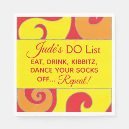 BMこうもりバー（ユダヤ教の）バル・ミツバー銀色スワールナプキンズ スタンダードランチョンナプキン