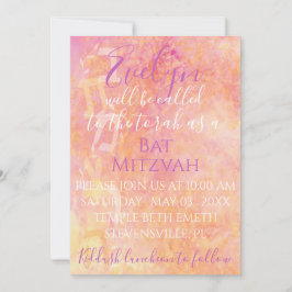 BMこうもりNバー（ユダヤ教の）バル・ミツバーフローリーパステル招待状 招待状