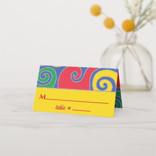 BMバーとバルミツワーカラフル旋回座席表 プレイスカード (正面)